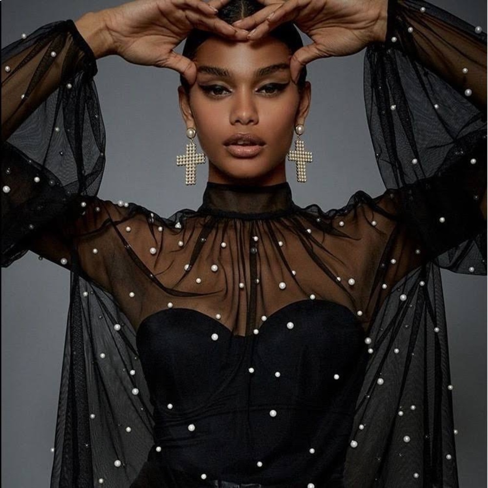 Sheer pearl top